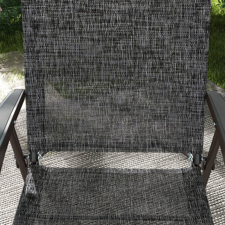 Set of Two Folding Garden Chairs, with Fabric Mesh Seats - Grey