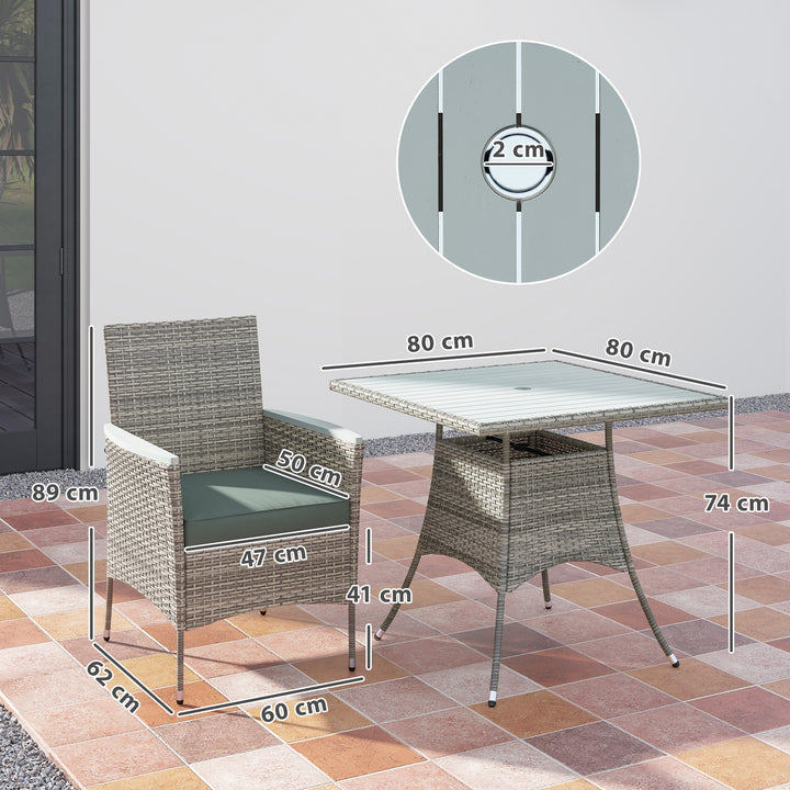 Five-Piece Rattan Set, with Wood-Top Table - Grey