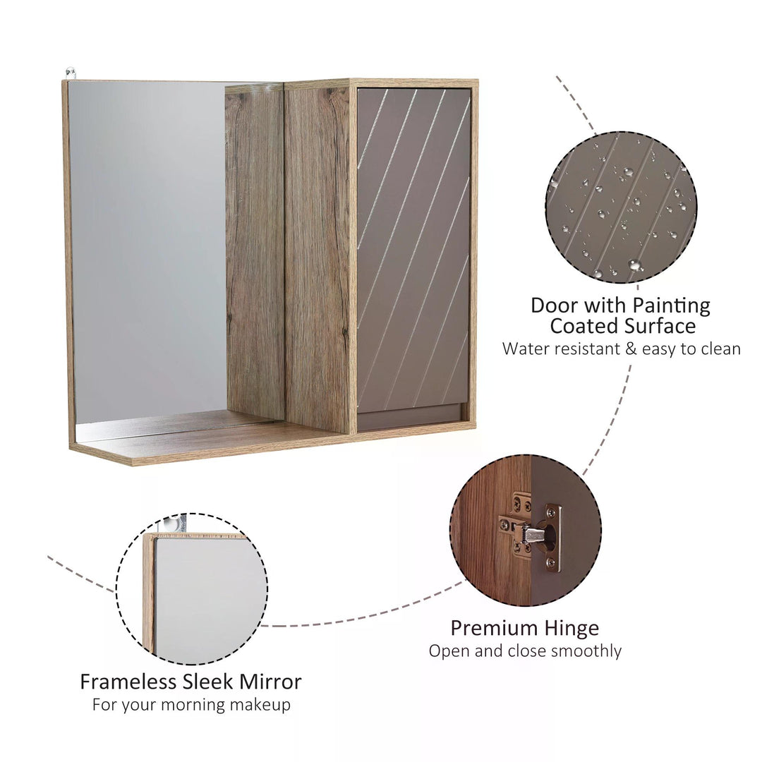 HOMCOM Wall Mounted Bathroom Cabinet, MDF Construction with Mirror, Space-Saving Storage Solution | Aosom UK