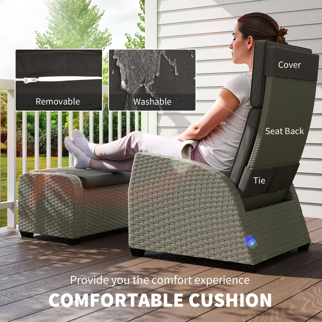 5-Piece Rattan Garden Furniture Set with Cushions - Charcoal Grey