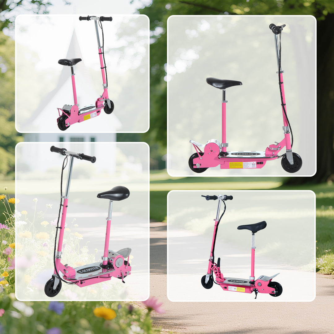 MCL Foldable Powered Scooter with Adjustable Seat, Brake, Pink