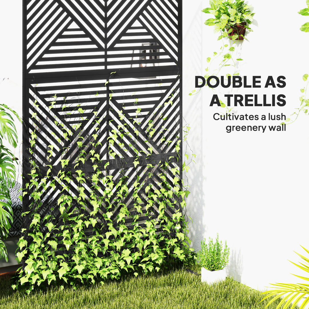 Decorative Garden Privacy Screen with Stand, 6.5FT Freestanding Metal 