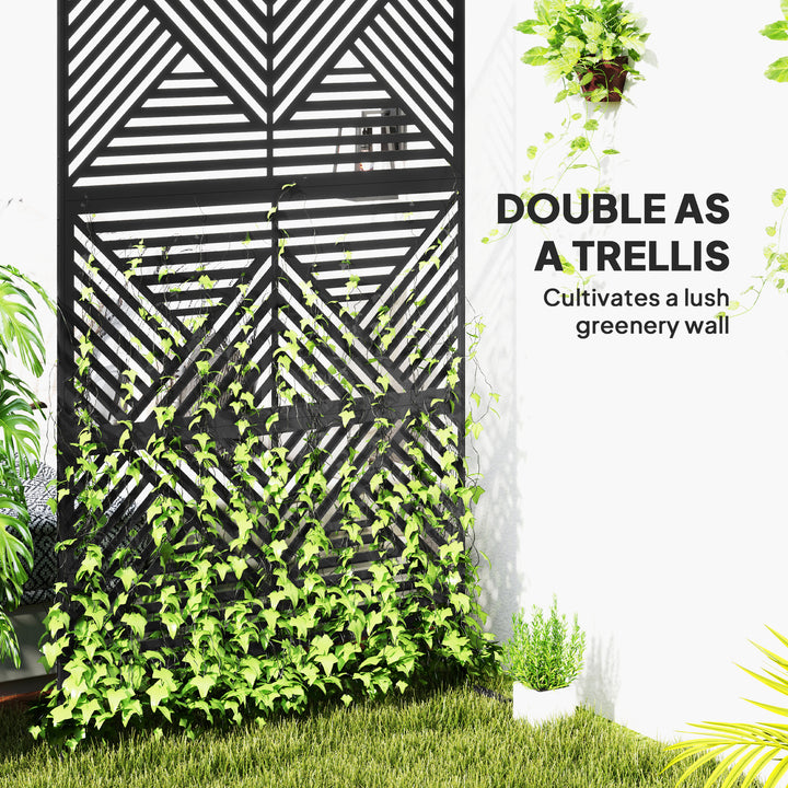 Decorative Garden Privacy Screen with Stand, 6.5FT Freestanding Metal 