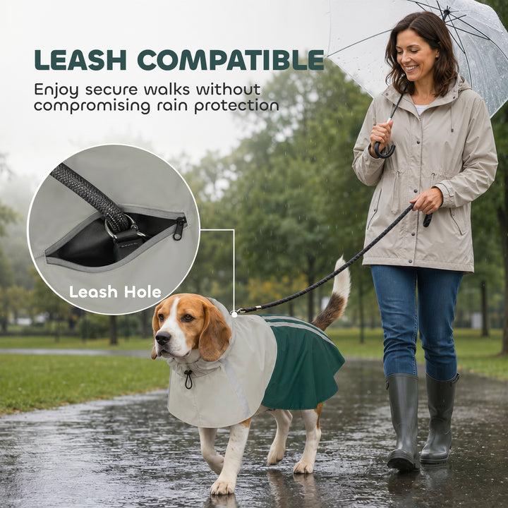 Dog Raincoat with Hood, Waterproof &amp; Breathable Rain Jacket with Leash