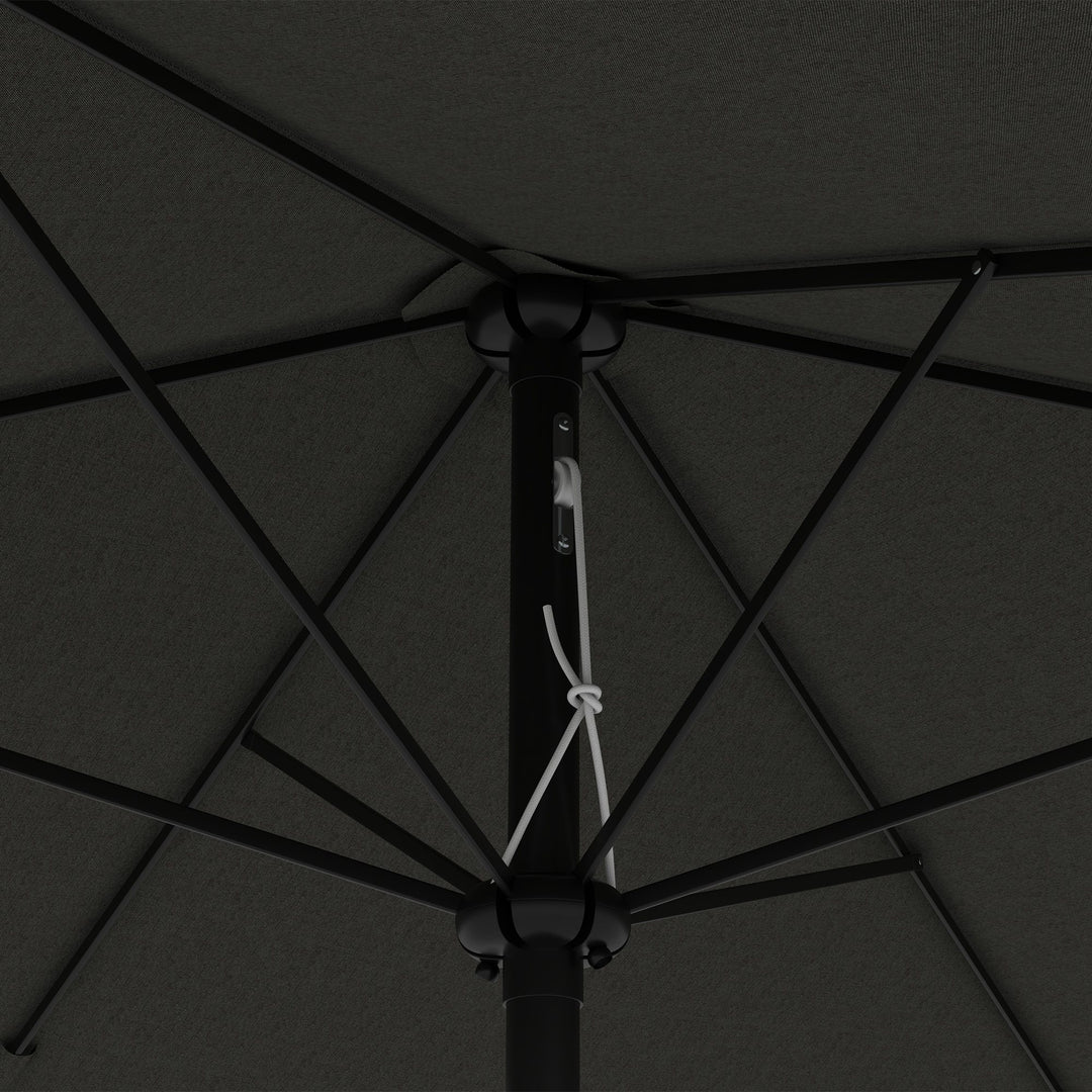 2 x 3(m) Garden Parasol Umbrella, Rectangular Outdoor Market Umbrella Sun Shade with Crank & Push Button Tilt, 6 Ribs, Aluminium Pole, Dark Grey