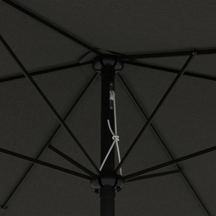 2 x 3(m) Garden Parasol Umbrella, Rectangular Outdoor Market Umbrella Sun Shade with Crank & Push Button Tilt, 6 Ribs, Aluminium Pole, Dark Grey