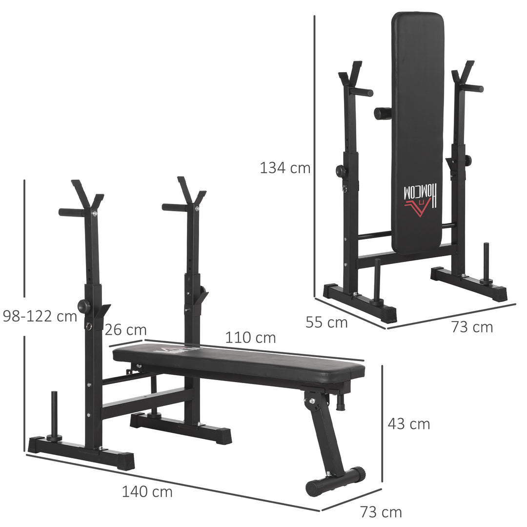 Adjustable Weight Bench, Foldable Bench, with Barbell Rack, Black