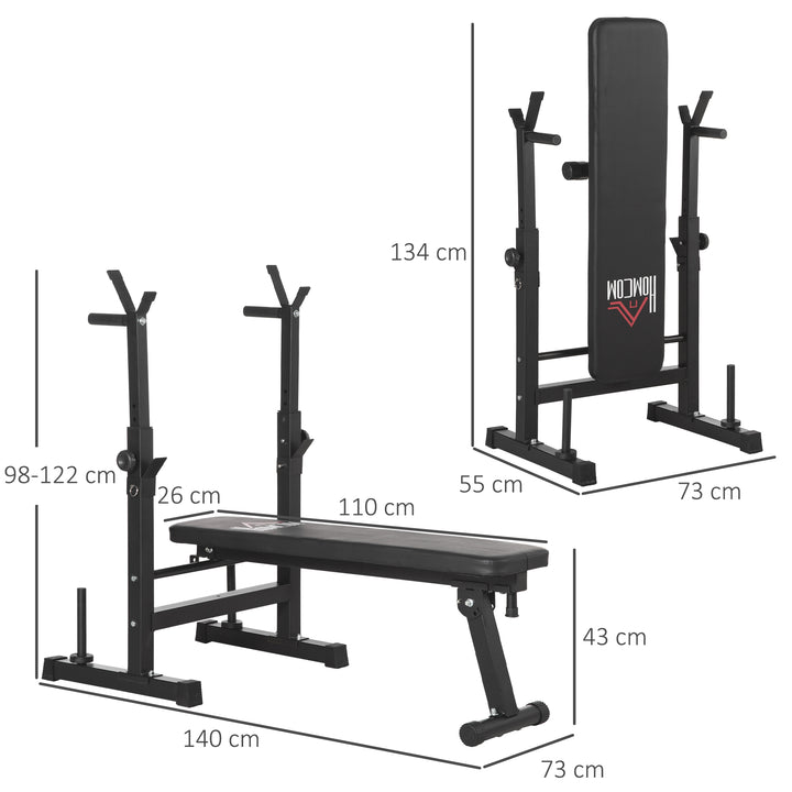 Adjustable Weight Bench, Foldable Bench, with Barbell Rack, Black
