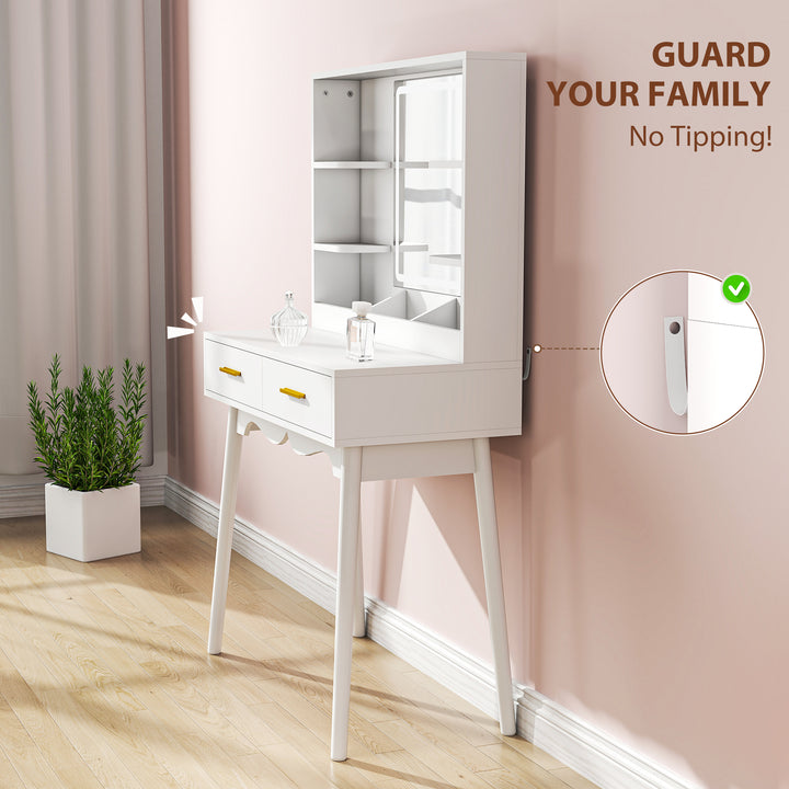 Elegant Dressing Table, with LED Mirror - White