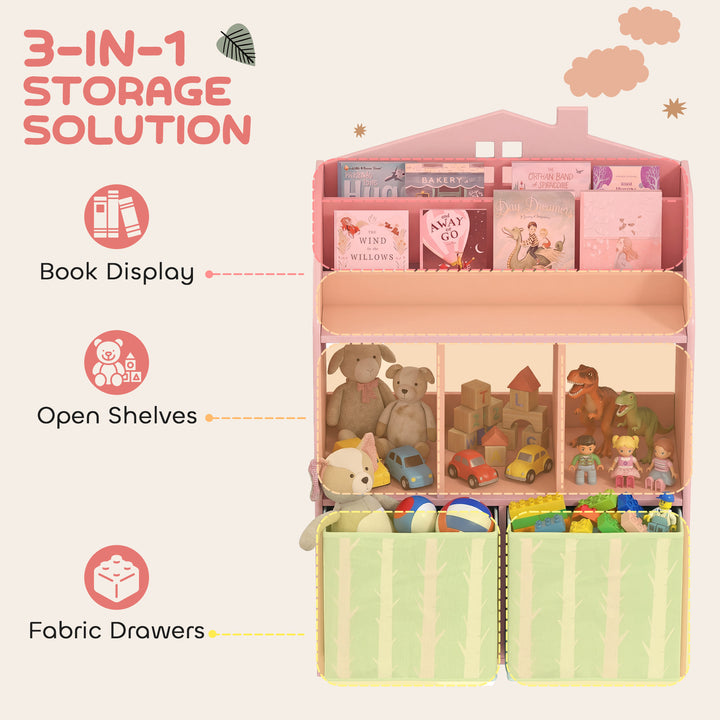 Kids Bookshelf with Storage, Toy Storage Unit with Book Display, Shelv