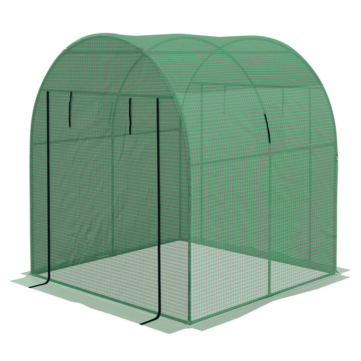 Outsunny Polytunnel Greenhouse Walk-in Grow House with UV-resistant PE Cover, Doors and Mesh Windows, 1.8 x 1.8 x 2m, Green | Aosom UK