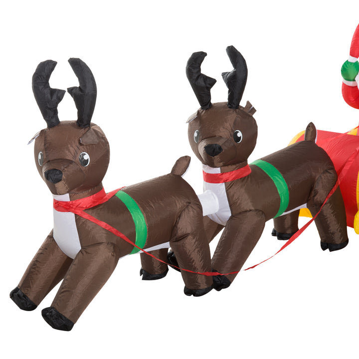 Large Self-inflating Inflatable Xmas Santa Claus Sledge Sleigh w/Reindeer LED Outdoor Blow Up Christmas Decoration
