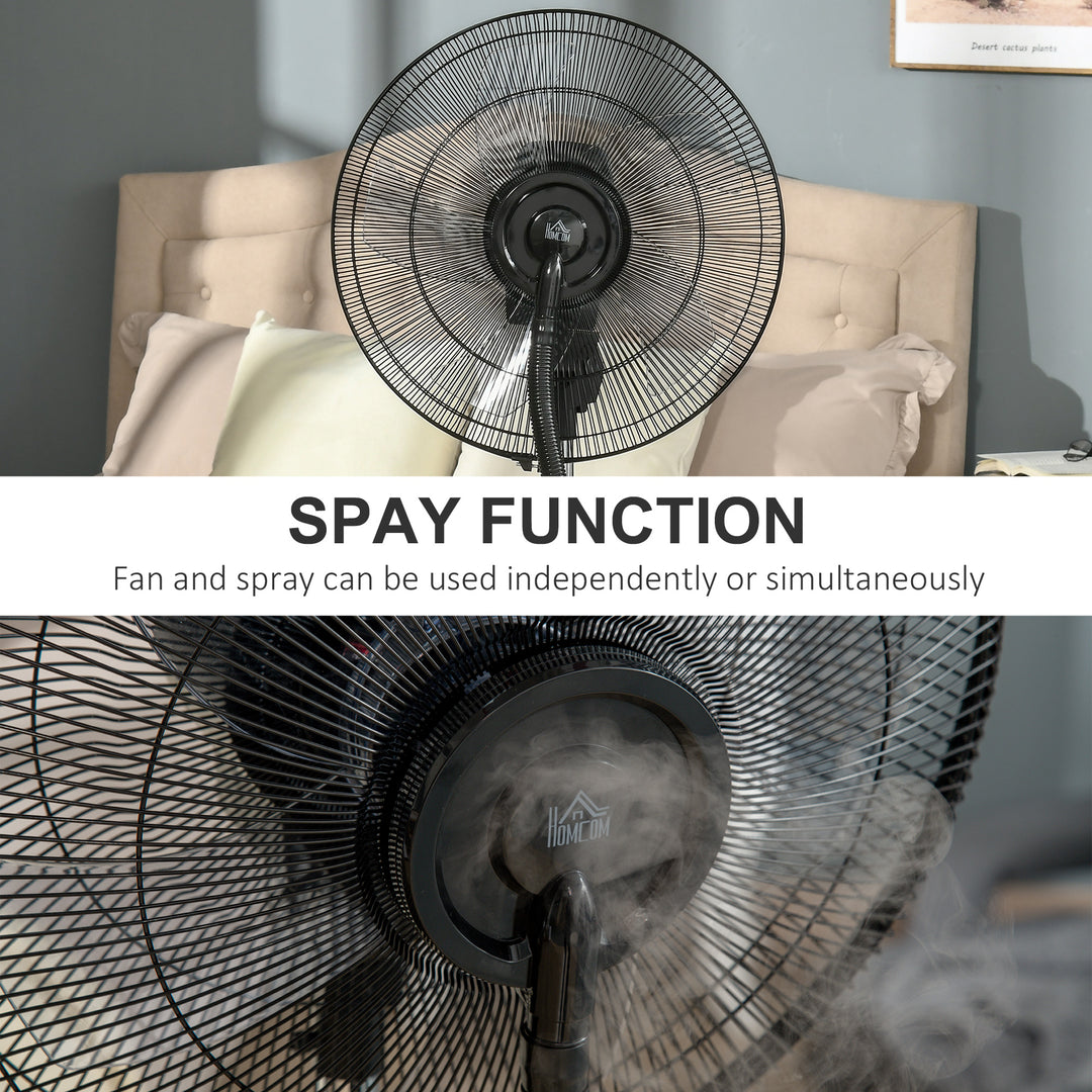 16" Pedestal Fan with Water Mist Spray, Humidifying Misting Fan, Standing Fan with 3 Speeds, 3.1L Water Tank, Timer and Electric Mosquito Killer Jack, Black