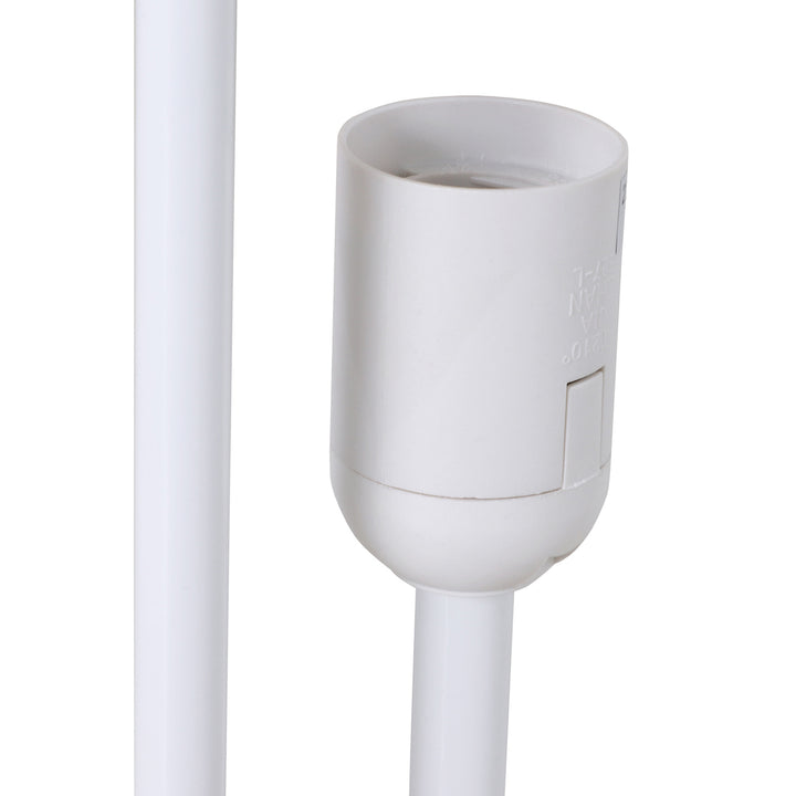 Floor Lamp for Living Room, 120cm Modern Standing Lamp with Linen Shade and Wooden Base, Cream