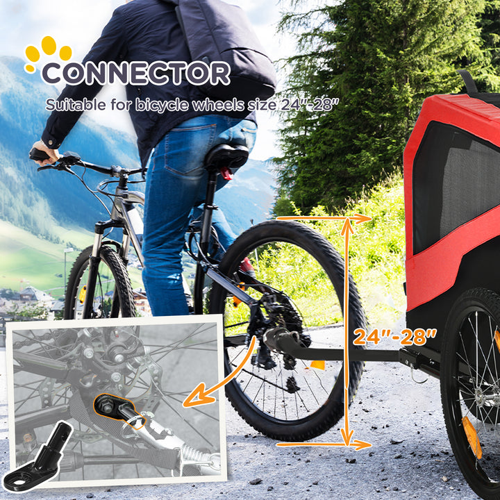2 in 1 Dog Bike Trailer Pet Stroller for Large Dogs with Hitch, 20" Wheels, Pet Bicycle Cart Trolley Carrier for Travel, Red