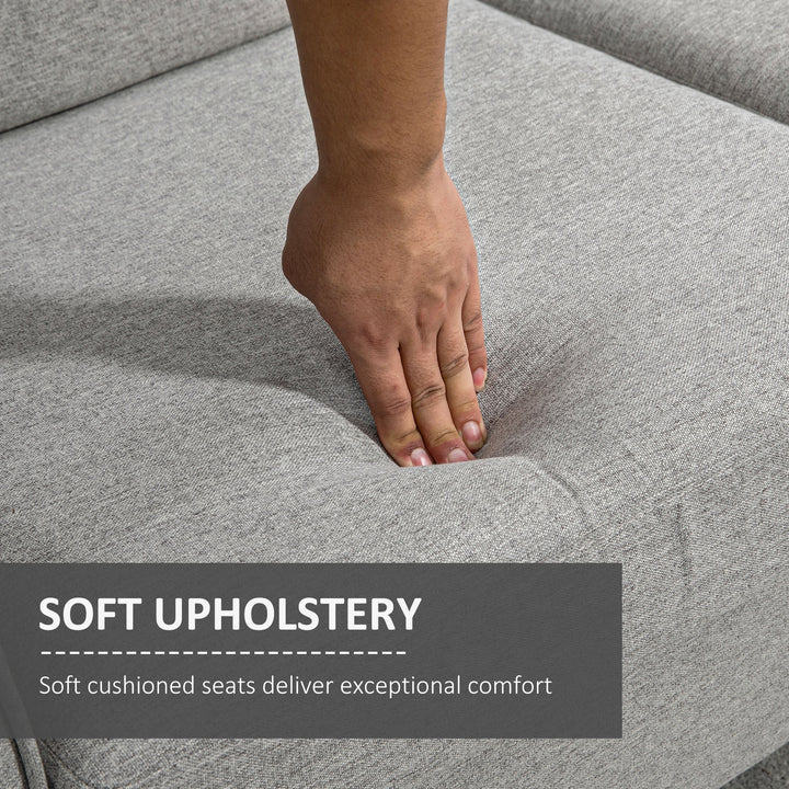 Compact Loveseat Sofa, Modern 2 Seater Sofa for Living Room with Wood Legs and Armrests, Light Grey