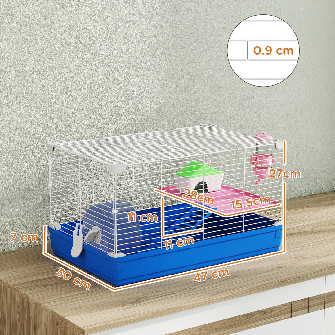 Hamster Cage, Small Gerbil Cage 2 Tiers Portable w/ Handle, Exercise W