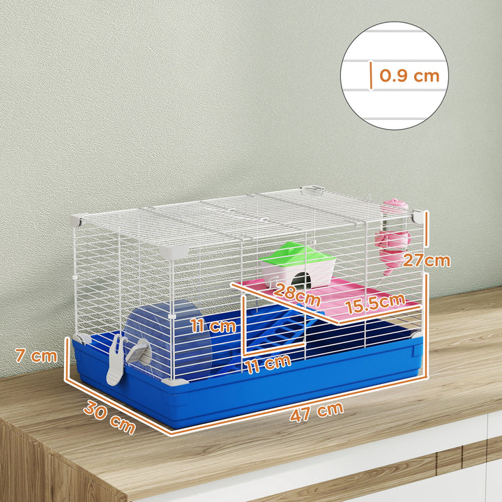 Hamster Cage, Small Gerbil Cage 2 Tiers Portable w/ Handle, Exercise W