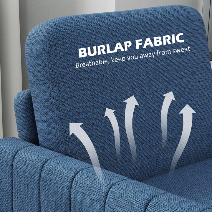 Modern Boxy Linen-Look Armchair - Blue