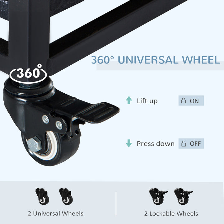 MCL 43" Heavy Duty Metal Dog Crate Pet Cage with Tray Wheeled Dog Kennel - Black (Large)