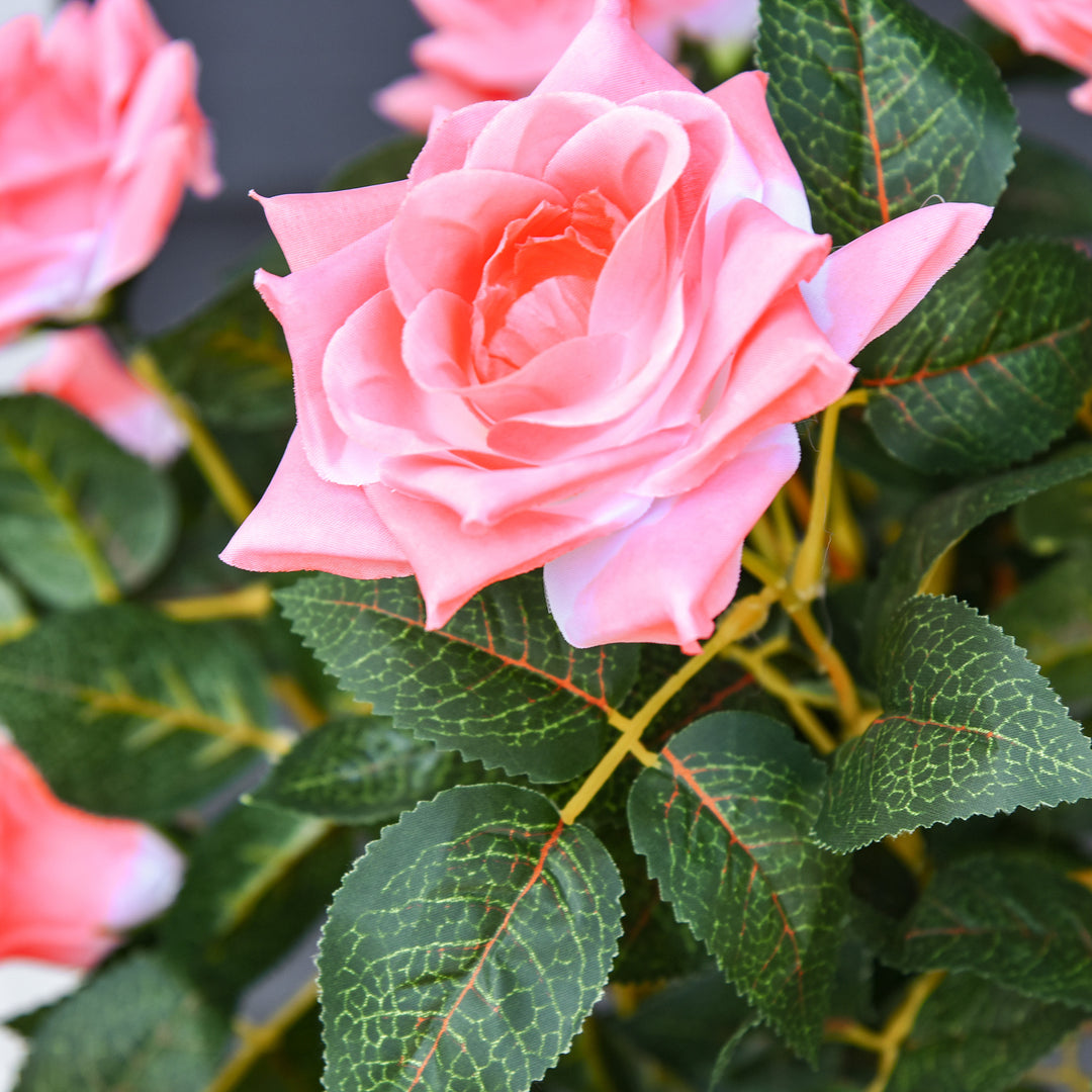 Set of 2 Artificial Plants Pink Rose Floral in Pot, Fake Plants for Home Indoor Outdoor Decor, 90cm