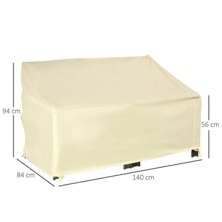 600D Oxford Cloth Furniture Cover, 2 Seater Sofa Protector for Garden Patio, Outdoor, Waterproof, Beige, 140L x 84W x 56/94H cm