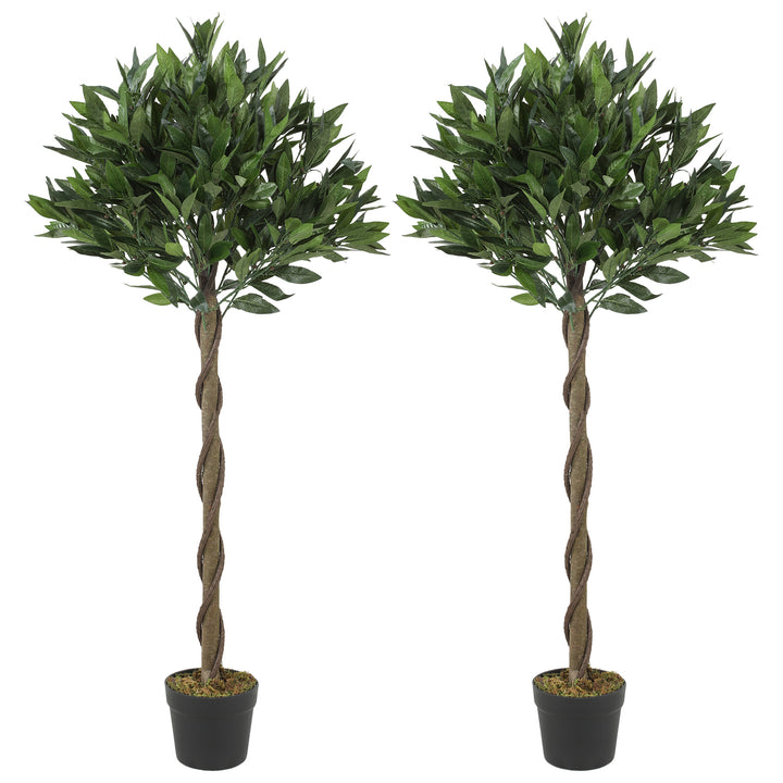 Artificial Bay Laurel Topiary Trees with Twisted Trunk, Realistic Lush