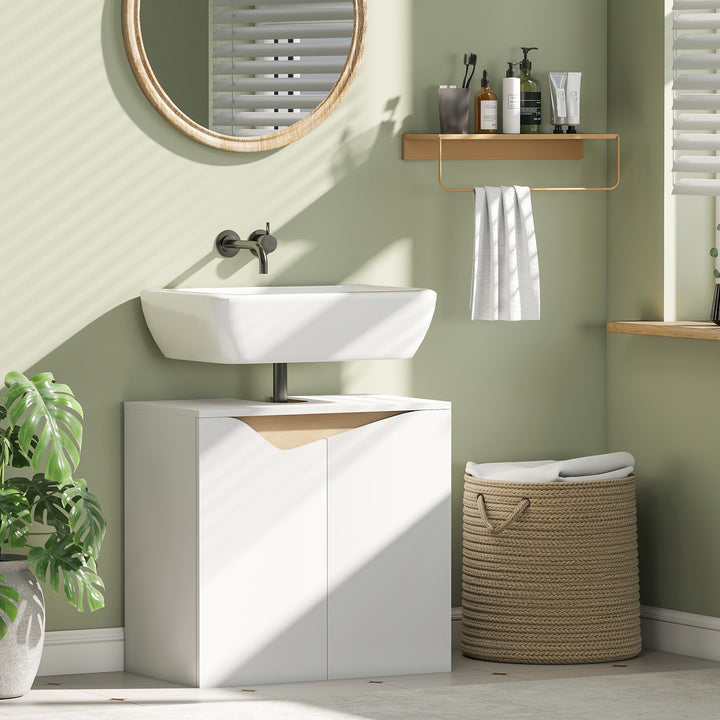 Under Sink Bathroom Cabinet, Bathroom Storage Cabinet with Soft-Close Doors, for Basin without Pedestal