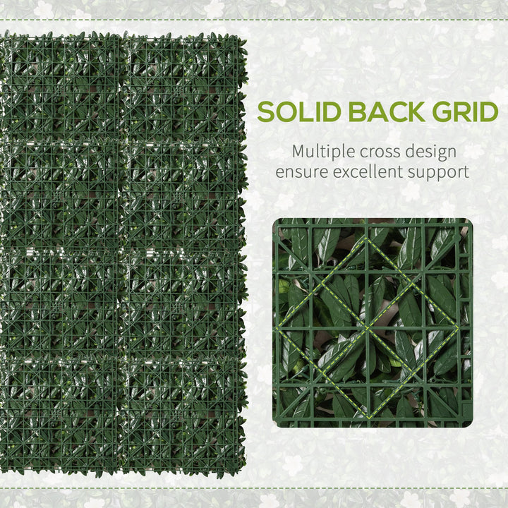 12PCS Artificial Boxwood Wall Panels 50cm x 50cm Rhododendron Privacy Fence Screen Faux Hedge Greenery Backdrop for Home Garden Backyard Balcony