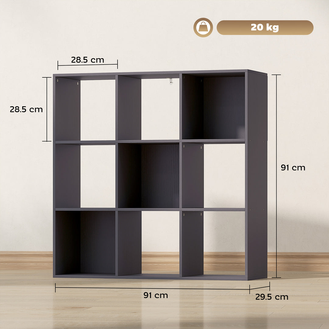 Nine-Cube Storage Shelf - Grey