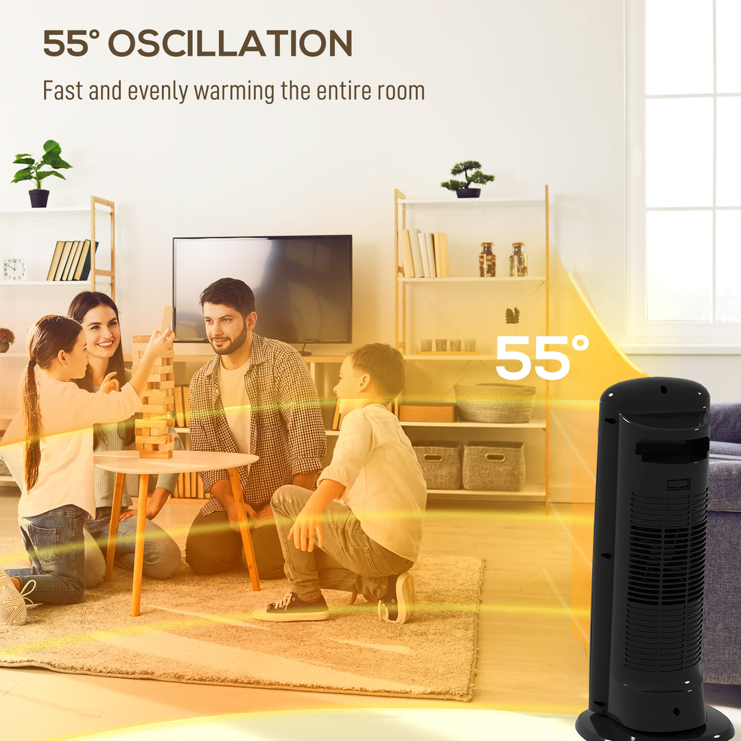 MCL Ceramic Space Heater, 2000W Fan Electric Heater with 4 Modes, Adjustable Thermostat, 55° Oscillation, Tip-Over and Overheat Protection for Bedroom, Home Office, Black