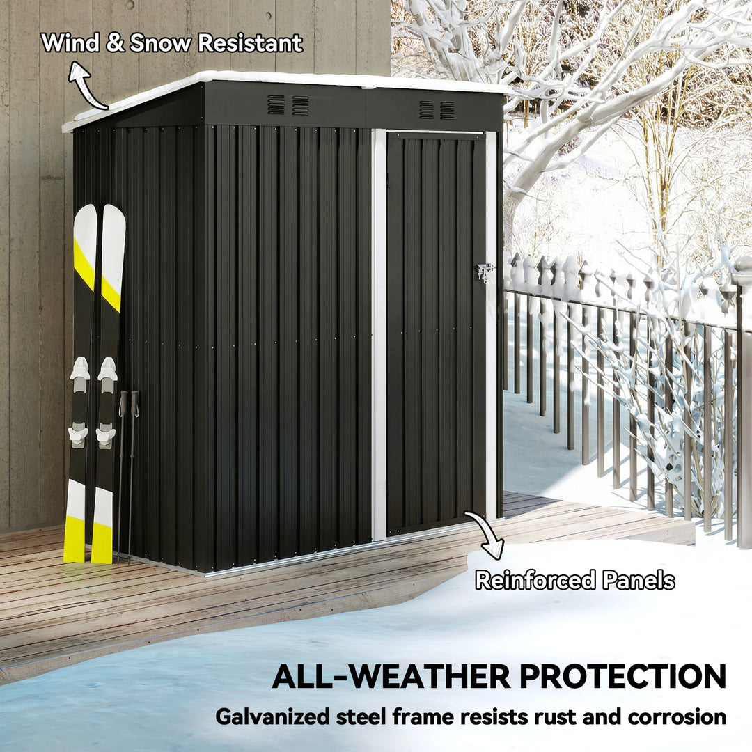 5 x 3 ft Lean-to Garden Shed, Outdoor Storage Shed with Lockable Door 