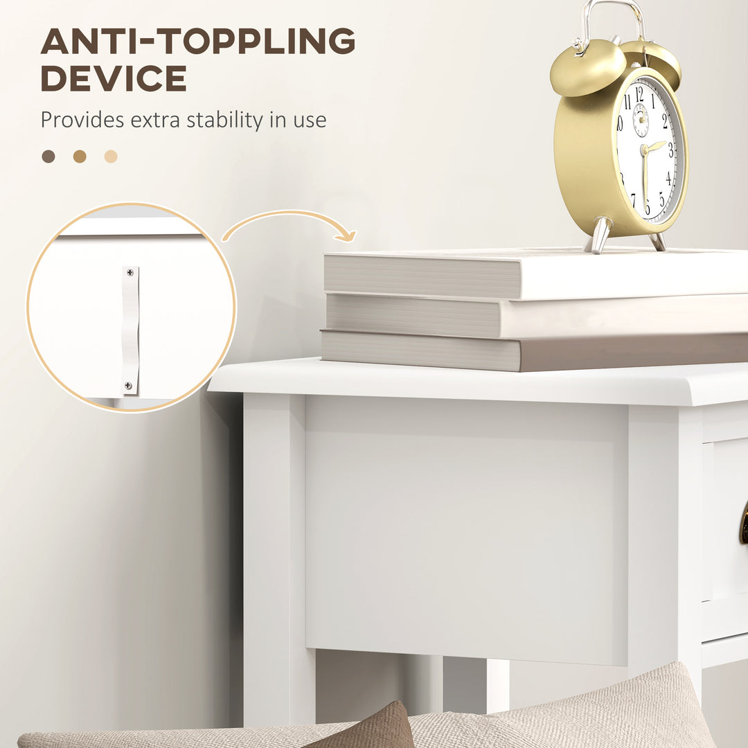 2-Tier Side Tables Set of 2 with Drawer and Shelf, 2 Pieces Bedside Ta