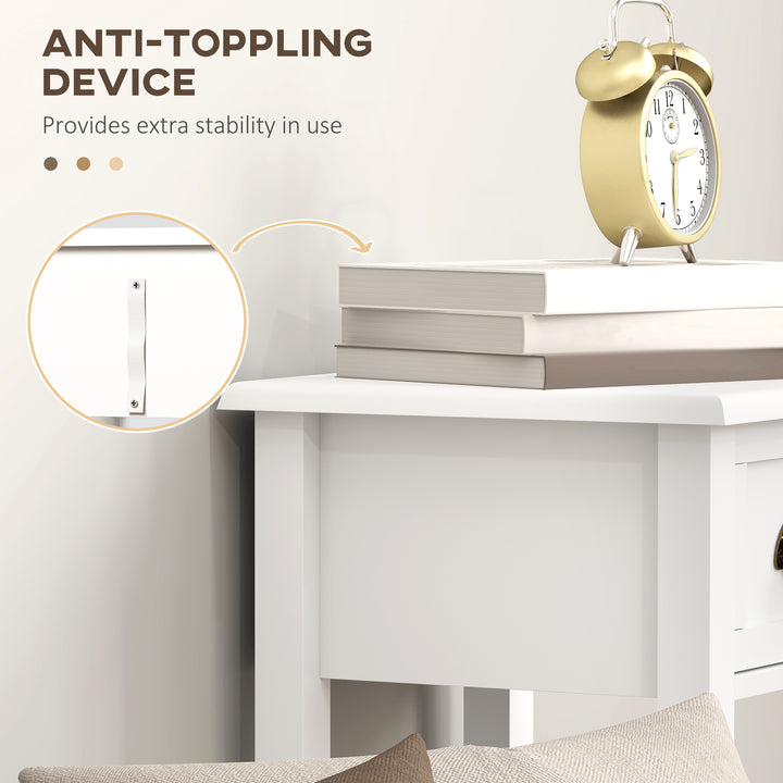 2-Tier Side Tables Set of 2 with Drawer and Shelf, 2 Pieces Bedside Ta
