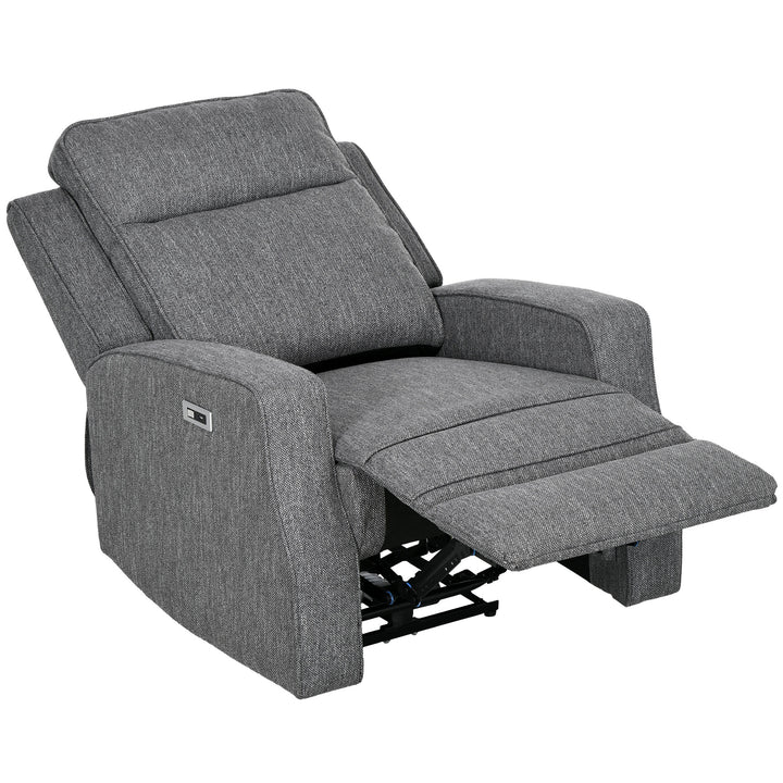 HOMCOM Electric Recliner Armchair, Recliner Chair with Adjustable Leg Rest, USB Port, Charcoal Grey | Aosom UK