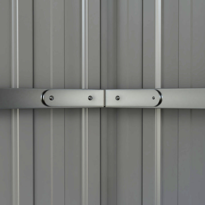 11 x 5.6ft Galvanised Steel Garden Shed, Metal Shed, Garden Storage Shed with Lockable Doors and Gloves for Outdoor Patio, Garden, Grey