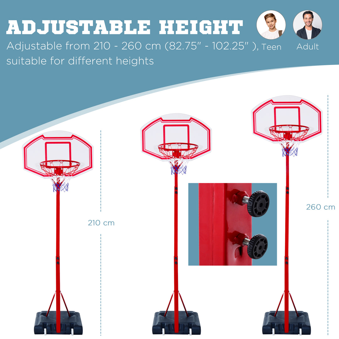 HOMCOM Steel Basketball Stand Height Adjustable Hoop Backboard Red | Aosom UK