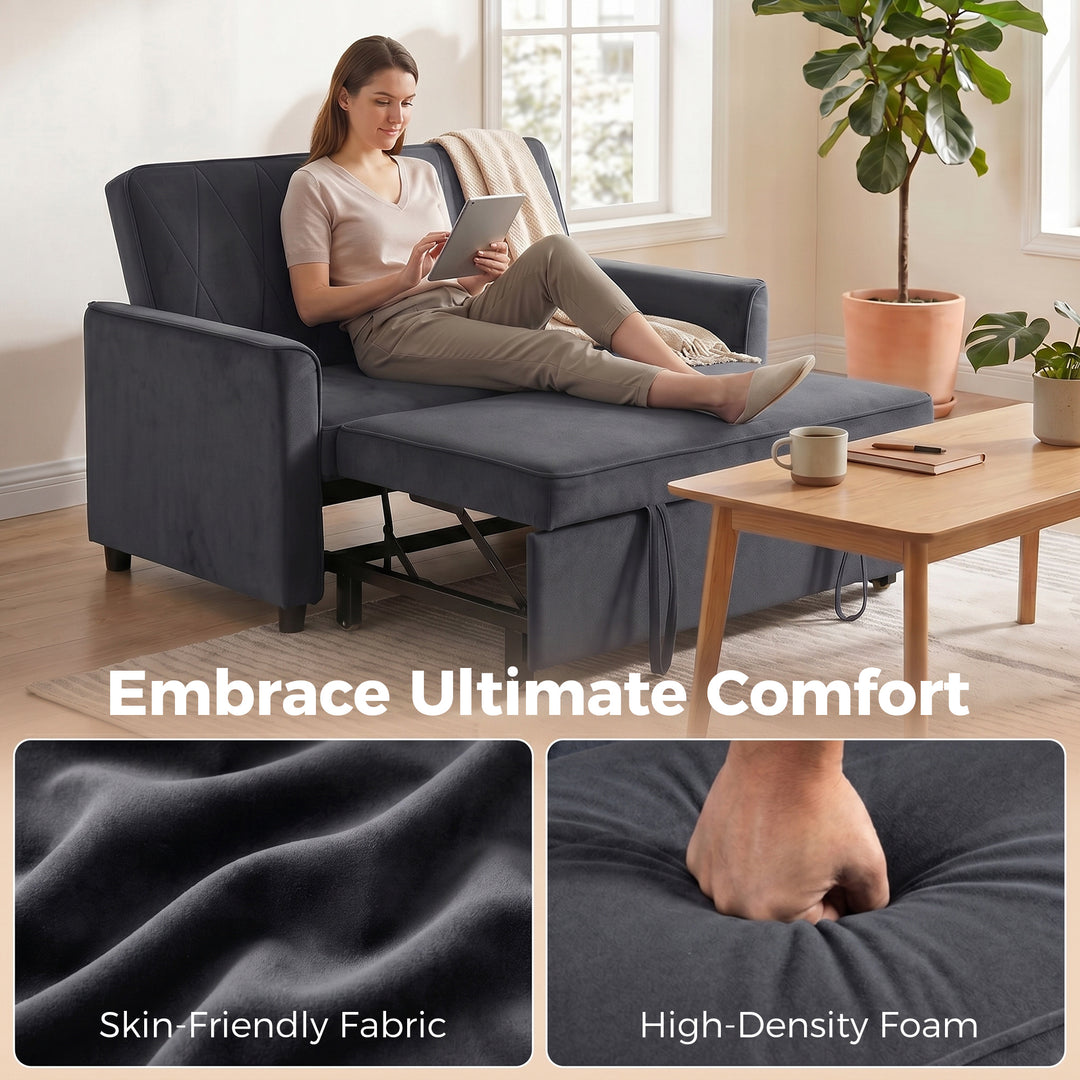 2 Seater Sofa Bed, 3-in-1 Convertible Pull Out Sleeper Sofa with Click