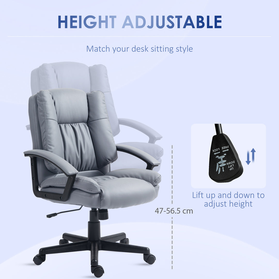 Office Chair, Computer Desk Chair, Mid Back Executive Chair with Adjustable Height and Swivel Rolling Wheels for Home Study, Light Grey