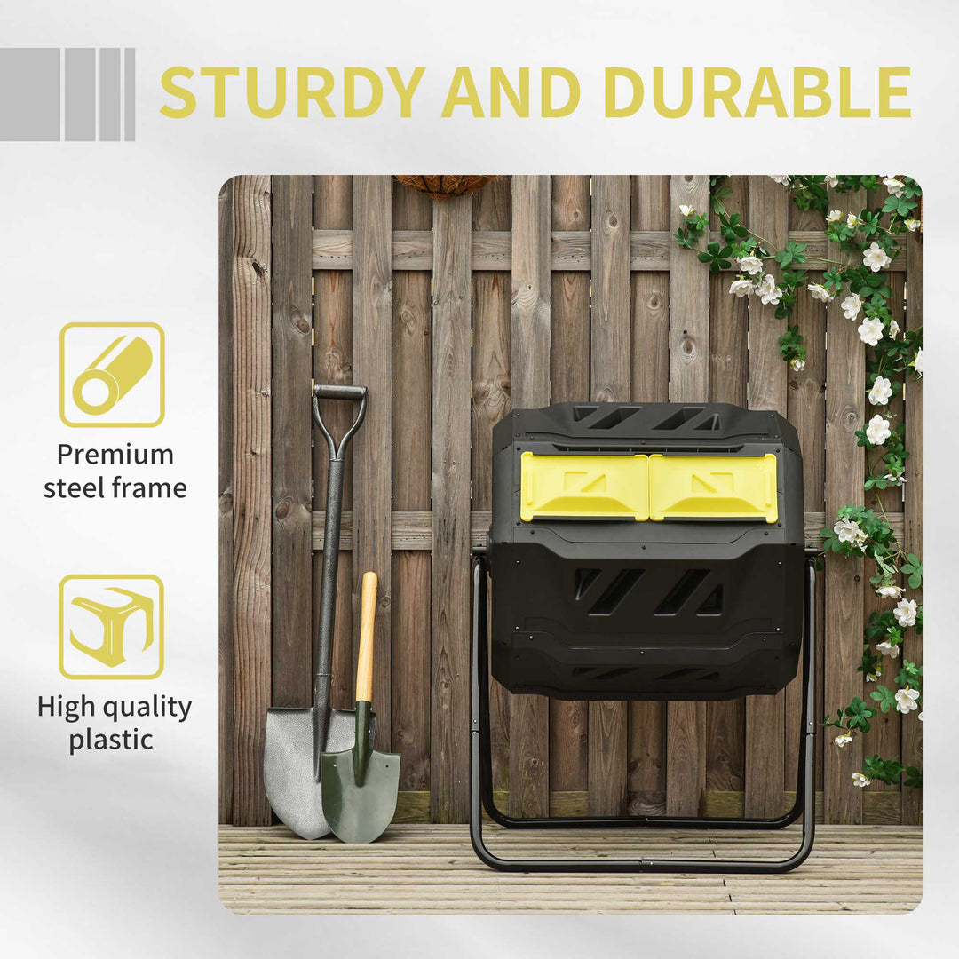 160L 360° Rotating Dual Chamber Composter - Yellow