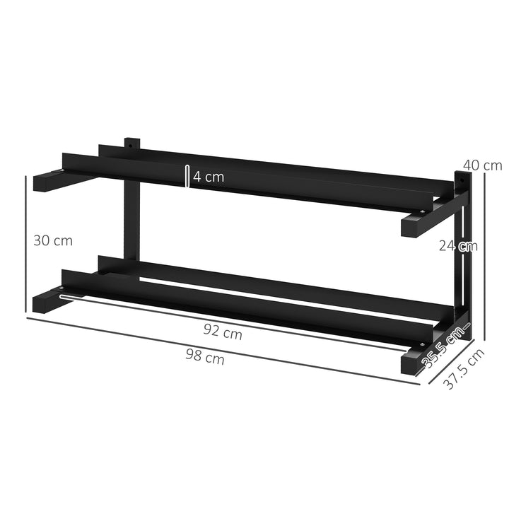 Wall-Mounted Dumbbell Rack, 2-Tier Weight Stand, Space-Saving and Multi-Functional Steel organiser for Home Gym