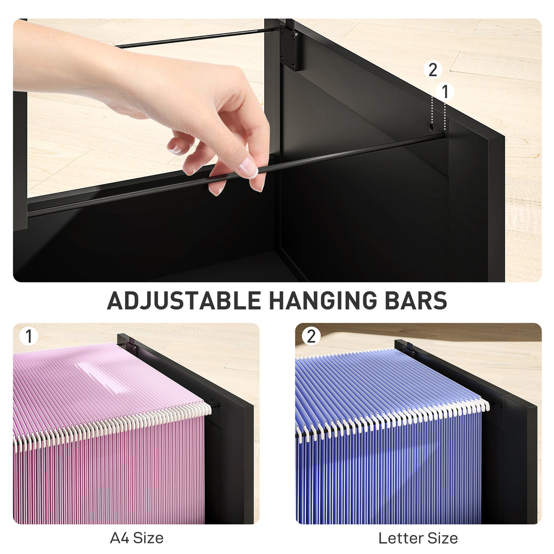 2 Drawer Filing Cabinet with Lock, Office Storage Cabinet with Adjusta