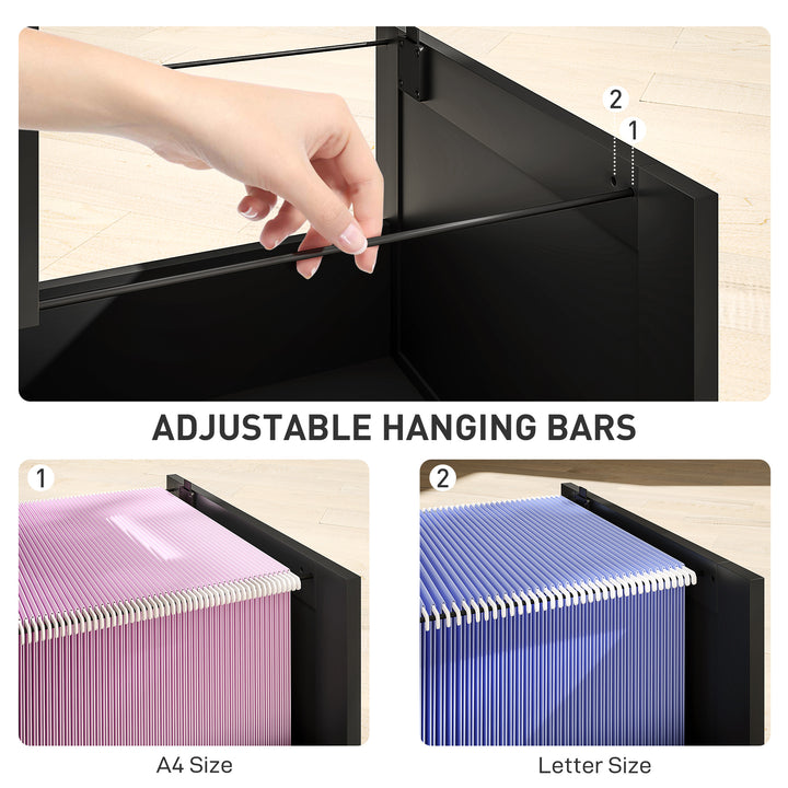 2 Drawer Filing Cabinet with Lock, Office Storage Cabinet with Adjusta