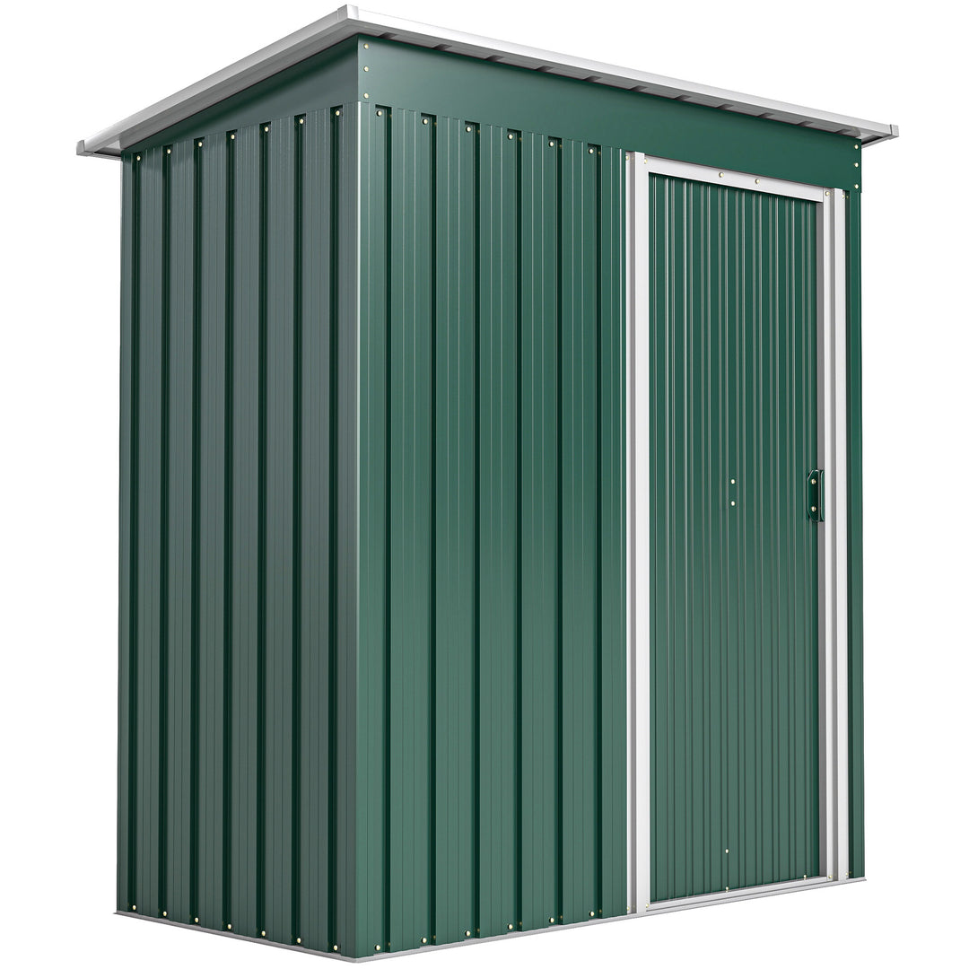5 x 3ft Garden Storage Shed with Sliding Door and Sloped Roof Outdoor Equipment Tool, Green