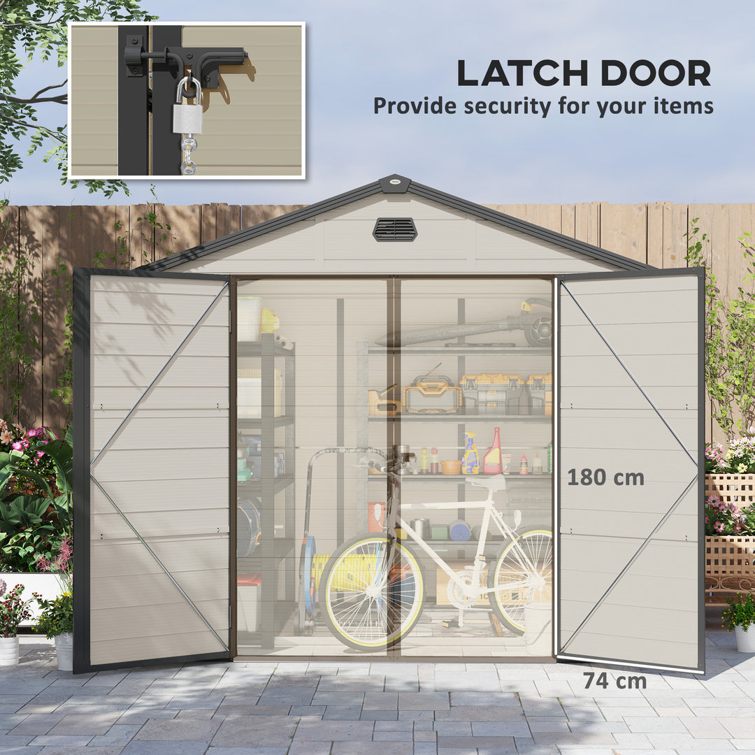 7.9ft x 6.2ft Aluminium Frame and Plastic Wall Shed, with Foundation - Cream White