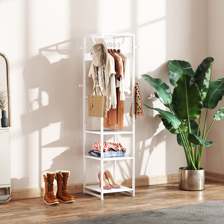 Multi-Storage Clothes Rack - White