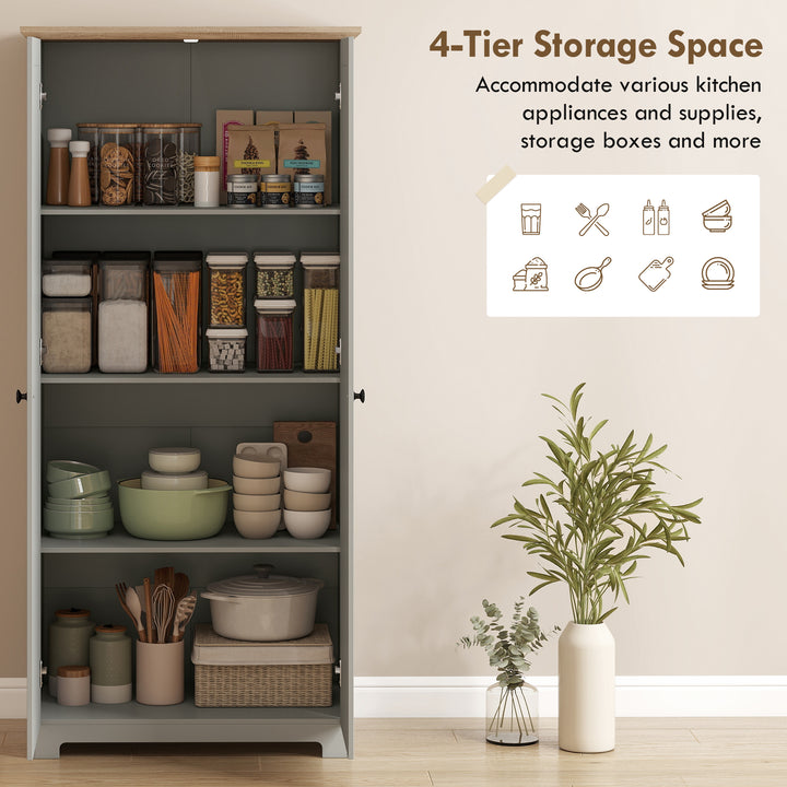Kitchen Cupboard, 172cm Freestanding Storage Cabinet with Doors and Sh