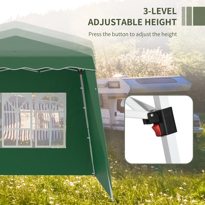 2.4 x 2.4m Two Wall Pop Up Gazebo - Green