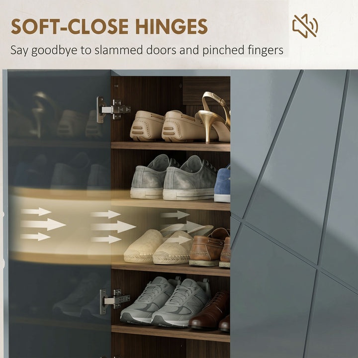 Narrow Shoe Storage Cabinet with Soft-Close Hinges and Adjustable Shel