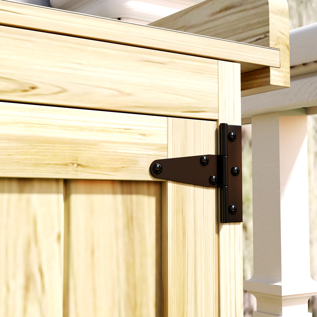 43 x 74cm Fir Wood Shed, with Metal Worktop - Natural Finish
